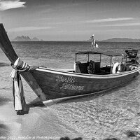 Buy canvas prints of Long tailed boat on tropical island, Koh Naka, Phuket, Thailand by Kevin Hellon