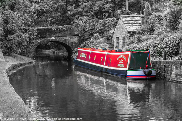 Narrowboat on the Huddersfield Narrow Canal. Uppermill, Oldham,  Picture Board by Kevin Hellon