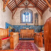 Buy canvas prints of Interior of St Padrig's Church, Llanbadrig, Anglesey, Wales by Kevin Hellon