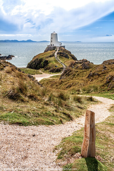 Boundary post and path to Tyw Mawr Lighthouse, Picture Board by Kevin Hellon