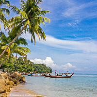 Buy canvas prints of Long tail boats, Bang Tao Beach, Phuket, by Kevin Hellon