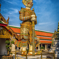 Buy canvas prints of Guardian statue in the Grand Palace, Bangkok, Thailand by Kevin Hellon