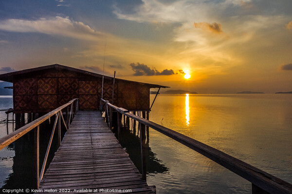 Boardwalk to house on the water at sunrise,  Picture Board by Kevin Hellon