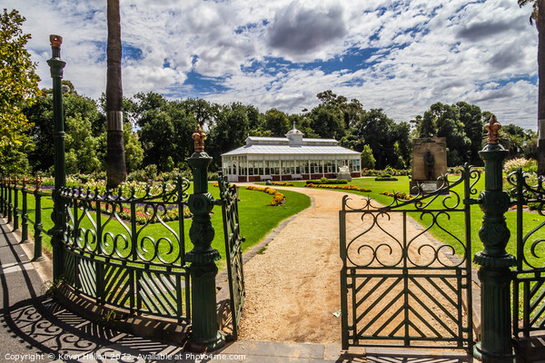 Open gate and path leading to the conservatory Picture Board by Kevin Hellon