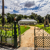 Buy canvas prints of Open gate and path leading to the conservatory by Kevin Hellon