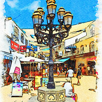 Buy canvas prints of Main pedestrian street in Torremolinos, Spain  by Kevin Hellon