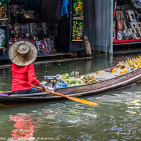 Buy canvas prints of Boat vendor, Damnoen Saduak floating market, Thailand by Kevin Hellon
