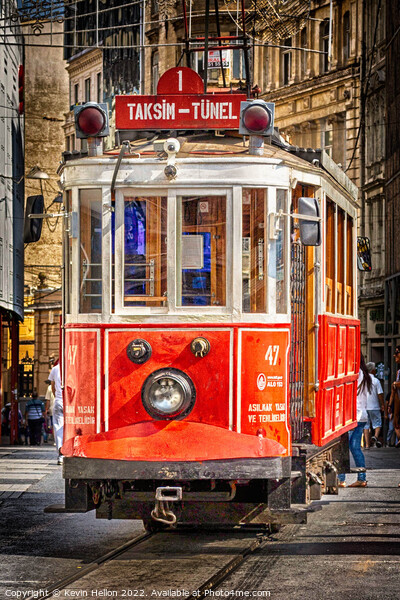 Old tram in Beyoglu, Istanbul, Turkey Picture Board by Kevin Hellon