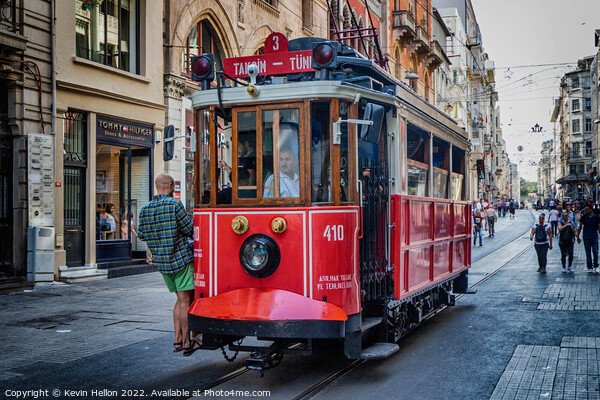 Old tram in Beyoglu, Istanbul, Turkey Picture Board by Kevin Hellon