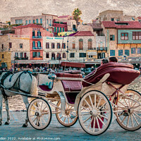 Buy canvas prints of Horse and carriage nect to the old Venetian Harbou by Kevin Hellon