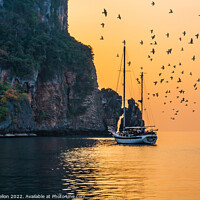 Buy canvas prints of Birds at sunset, Koh Phi Phi, Krabi, Thailand by Kevin Hellon