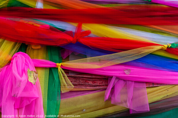 Sacred ribbons around a Bodhi tree Picture Board by Kevin Hellon