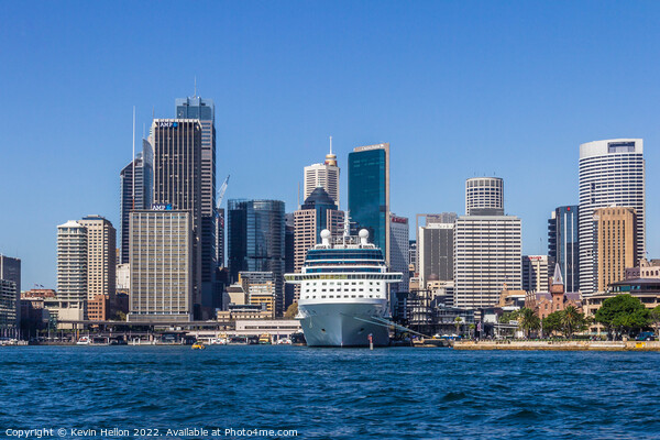 Cruise ship moored in Sydney Harbour with the Central Business D Picture Board by Kevin Hellon