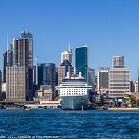 Buy canvas prints of Cruise ship moored in Sydney Harbour with the Central Business D by Kevin Hellon