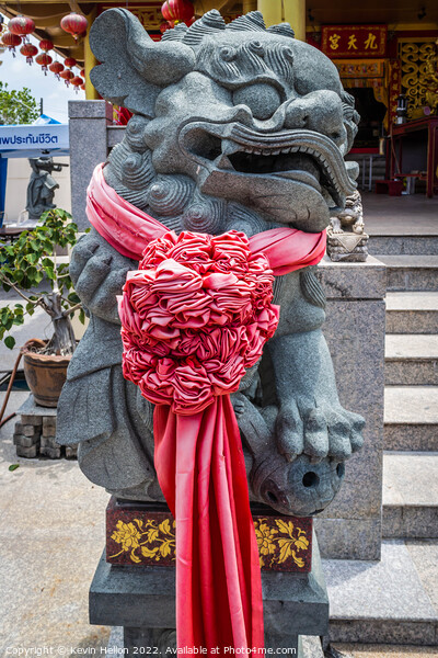 Temple lion statue outside a Chinese temple, Picture Board by Kevin Hellon