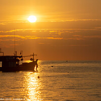 Buy canvas prints of Fishing boat at sunset, Bang Tao beach, Phuket, Thailand by Kevin Hellon
