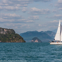 Buy canvas prints of Yacht sailing in Phang Nga Bay, Phuket, Thailand by Kevin Hellon