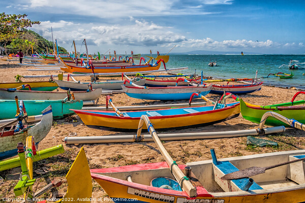 Traditional Balinese boats Picture Board by Kevin Hellon