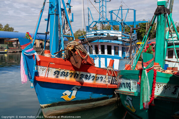 Thai fishing boats, Picture Board by Kevin Hellon