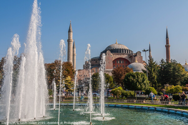 The Sultan Ahmad Maydan Fountain with Hagia Sophia in background Picture Board by Kevin Hellon