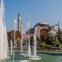 Buy canvas prints of The Sultan Ahmad Maydan Fountain with Hagia Sophia in background by Kevin Hellon