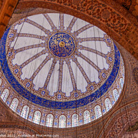 Buy canvas prints of Ceiling of the Sultan Ahmed (Blue Mosque), Istanbul, Turkey by Kevin Hellon