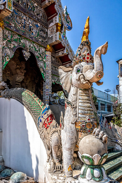 Elephant head serpent, Wat Mung Muang, Chiang Rai, Thailand Picture Board by Kevin Hellon