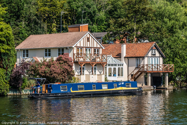 House and barge on the River Thames  Picture Board by Kevin Hellon