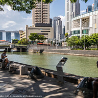 Buy canvas prints of Relaxing by the Singapore River, Clarke Quay, Singapore by Kevin Hellon