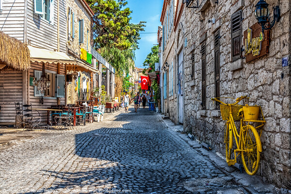 Cobbled street in Alacati, Izmir, Turkey Picture Board by Kevin Hellon