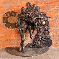 Buy canvas prints of Bronze sculpture by Andrew Sinclai of David Bowie by Kevin Hellon