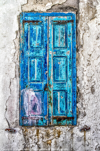 Old blue shutters against a faded plaster wall Picture Board by Kevin Hellon