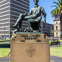 Buy canvas prints of Statue of Adam Lindsay Gordon in Gordon reserve, Sring street, M by Kevin Hellon