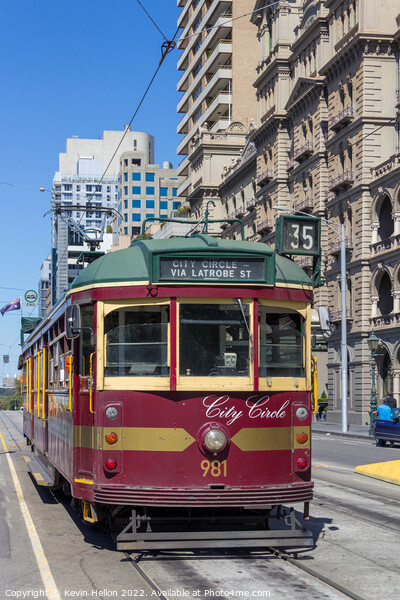 City Circle Tram on Spring Street, Melbourne, Victoria, Australi Picture Board by Kevin Hellon