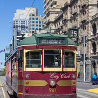 Buy canvas prints of City Circle Tram on Spring Street, Melbourne, Victoria, Australi by Kevin Hellon