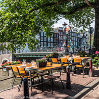 Buy canvas prints of Canalside restaurant, Brouwersgracht, Amsterdam, Netherlands by Kevin Hellon