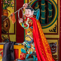 Buy canvas prints of Chinese God in temple, by Kevin Hellon