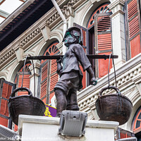 Buy canvas prints of Hawker sculpture on  Smith street, Chinatown, SIngapore by Kevin Hellon