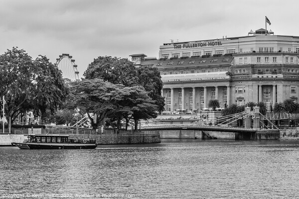 The Fullerton Hotel and bum boat, Singapore Picture Board by Kevin Hellon