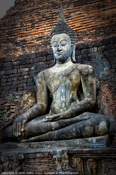 Buddha image,  Sukhothai Historical Park, Thailand Picture Board by Kevin Hellon