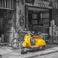 Buy canvas prints of Yellow scooter, Bangkok by Kevin Hellon
