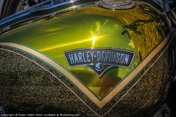 Sun reflected in a Harley Davidson fuel tank Picture Board by Kevin Hellon
