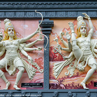 Buy canvas prints of Murals depicting the dancing  Lord Sheva, Singapore by Kevin Hellon