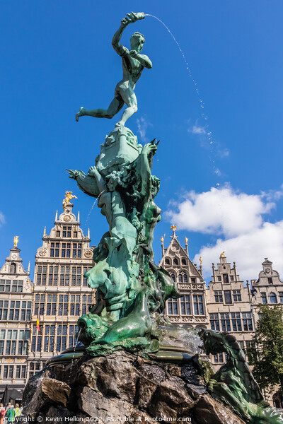Brabo's monument with Guild houses in the Grote Markt, Antwerp,  Picture Board by Kevin Hellon