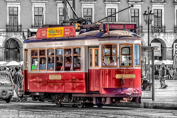 Tram in Praca do Commercio, Lisbon, Portugal Picture Board by Kevin Hellon