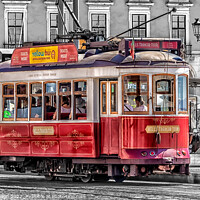 Buy canvas prints of Tram in Praca do Commercio, Lisbon, Portugal by Kevin Hellon