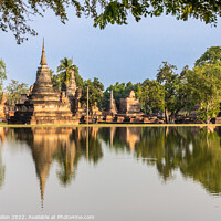 Buy canvas prints of Reflections in the lake of Ayutthaya Historical Park by Kevin Hellon