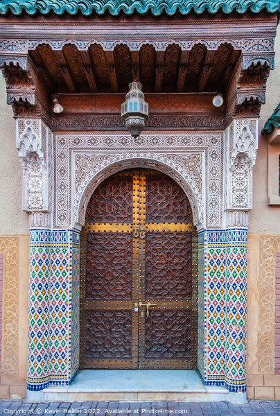 Moroccan style door and entrance, Marrakech, Morocco Picture Board by Kevin Hellon