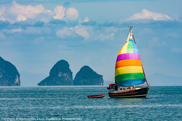 Sailing in Phang Nga Bay, Phuket, Thailand Picture Board by Kevin Hellon