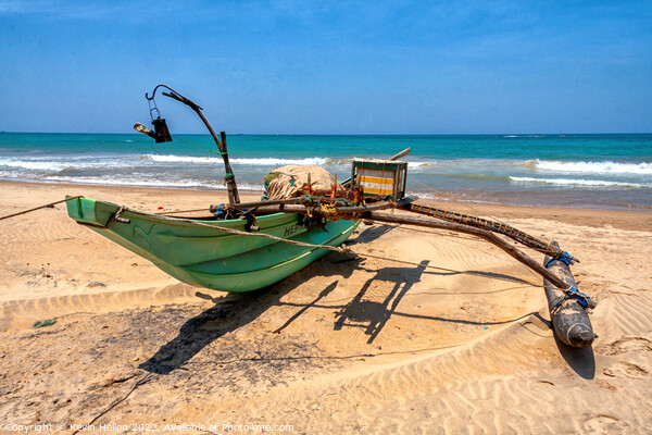Traditional, Sri Lankan fishing boat, beach, Colombo, Sri Lanka Picture Board by Kevin Hellon